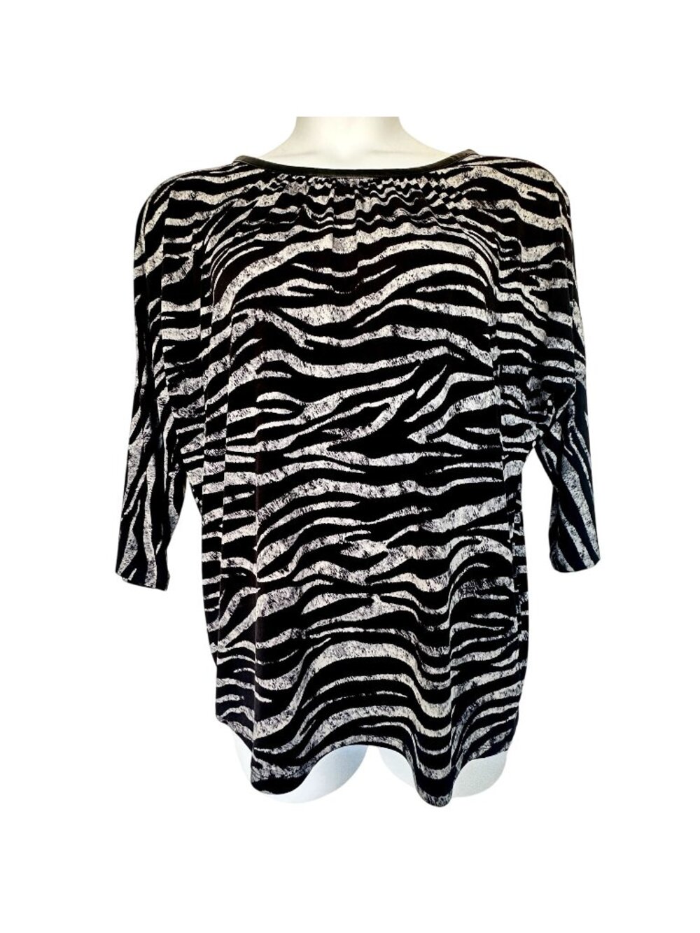 Michael Kors Zebra Print Black & White Cold Shoulder Womens Blouse Top Size L